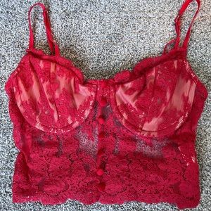 White Fox Boutique Fashion Fix Lace Bustier in Red | Size XS